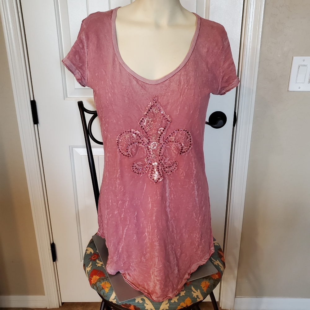 Swarovski Crystal Fleur de Lis Pink top